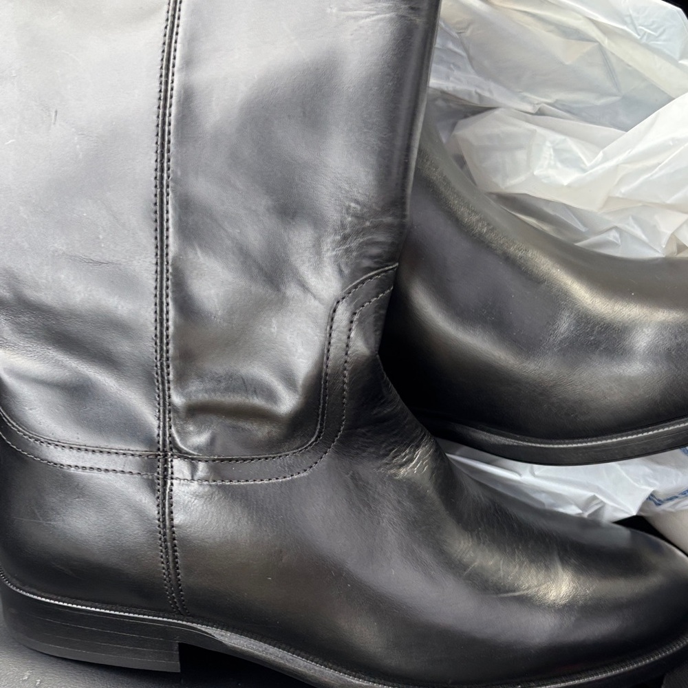 Mango Black Leather Tall Riding Boots with Buckle, new with tags - Picture 11 of 12